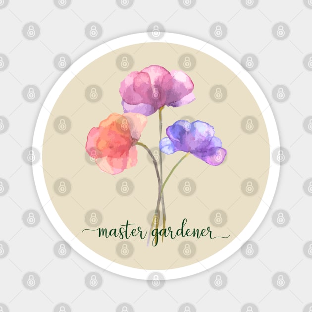 Master Gardener Watercolor Flowers Magnet by Heartsake